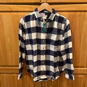 L.L.Bean NWT navy/white buffalo check flannel shirt in Small Petite